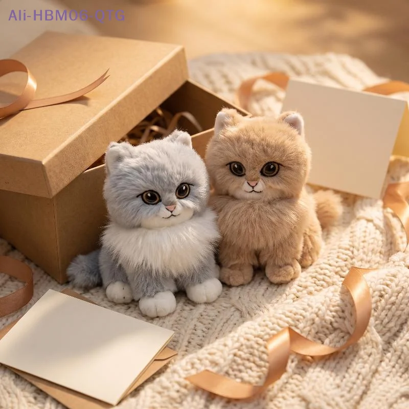 NEW Cute Cartoon Kitten Pendant Cat Keychain Metal Clip Furry Texture Soft Realistic Kitten Shape Bag Charm Animal Keychain Gift