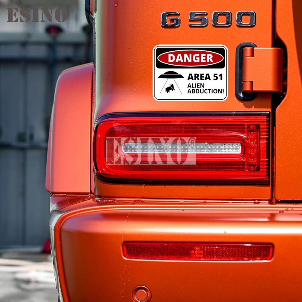 الإبداعية تحذير UFO منطقة 51 الغريبة اغطية الكرتون البلاستيكية ملصق مائي مقاوم للماء جسم السيارة ملصق نمط الفينيل #3