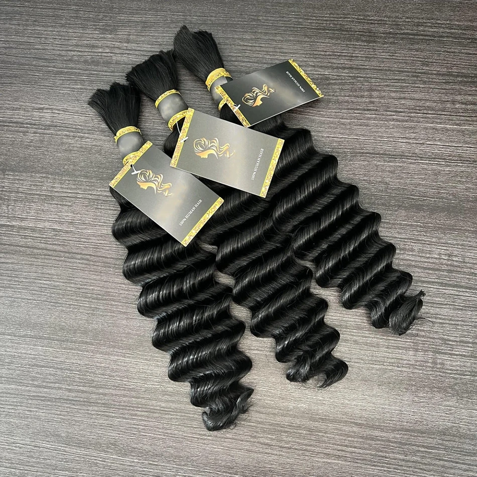 Bulk Human Hair Deep Wave For Braiding Deep Curly No Weft Brazilian Remy Hair Extensions 100 Grams Can Customized Color