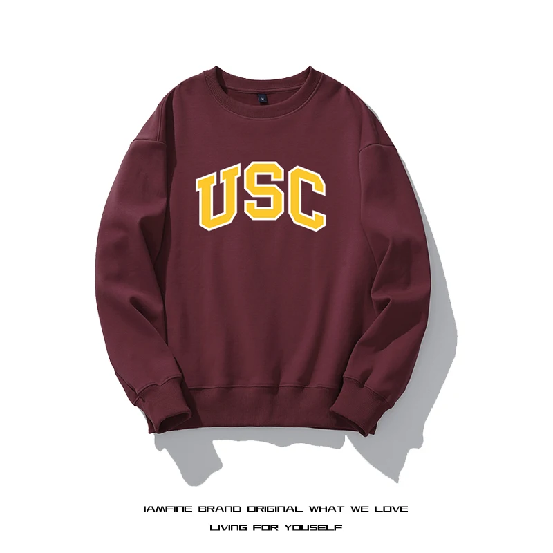 USC Basketball Autumn  Fashion Casual Hoodies For Men Woman Sweatshirt Basic Solid Color High Quality Streetwear Top Thicker