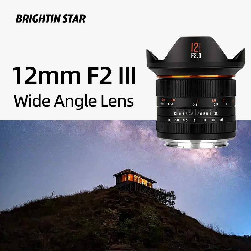 Lente Brightin Star 12mm F2.0 III APS-C Gran Angular de Gran Apertura para Cámaras Canon EF-M/RF, Nikon Z, M4/3, Sony E, Fuji X Mount