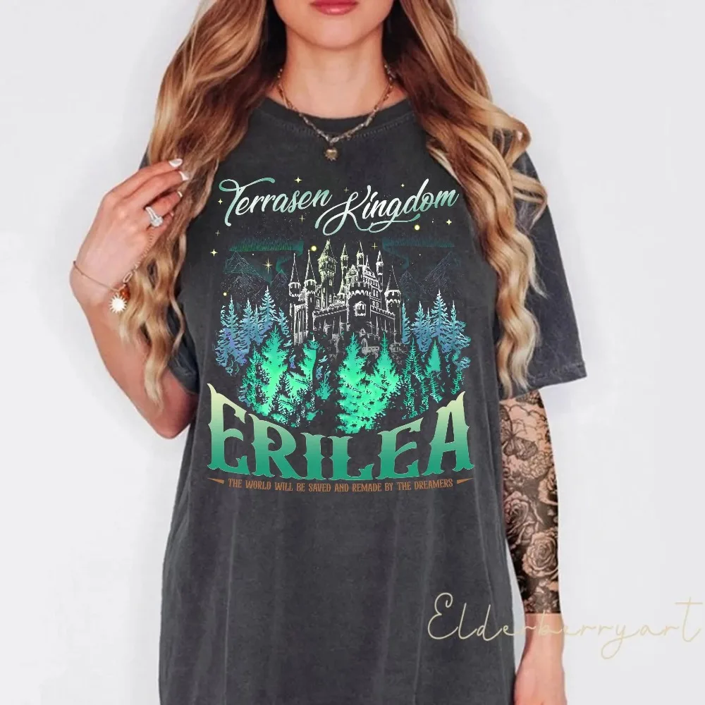 تيراسن المملكة الراحة قميص عرش الزجاج مستوحاة تي شيرت الخيال Bookish المحملة Aelin Galathynius قميص كتاب عاشق هدية #2