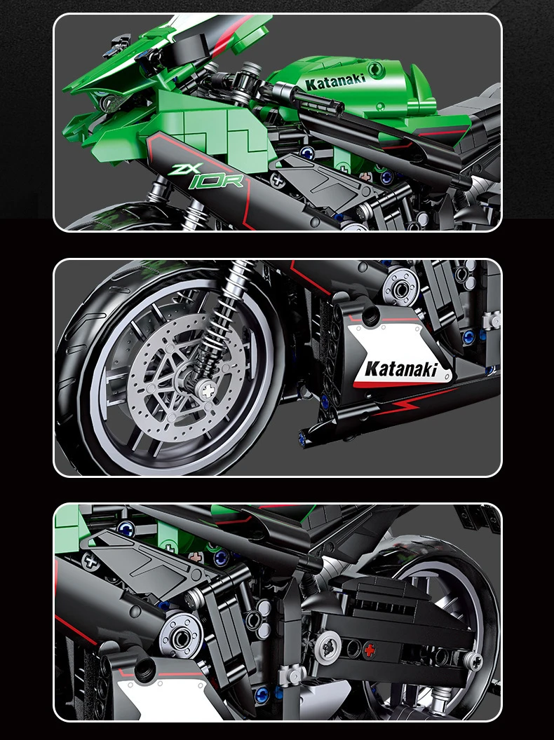Technischer 1:14 Motorrad-Baustein Japan ZX-10R Motorrad-Konstruktionsmodell Bausteine Motorrad-Spielzeug Sammlung für Geschenke – Detail 3