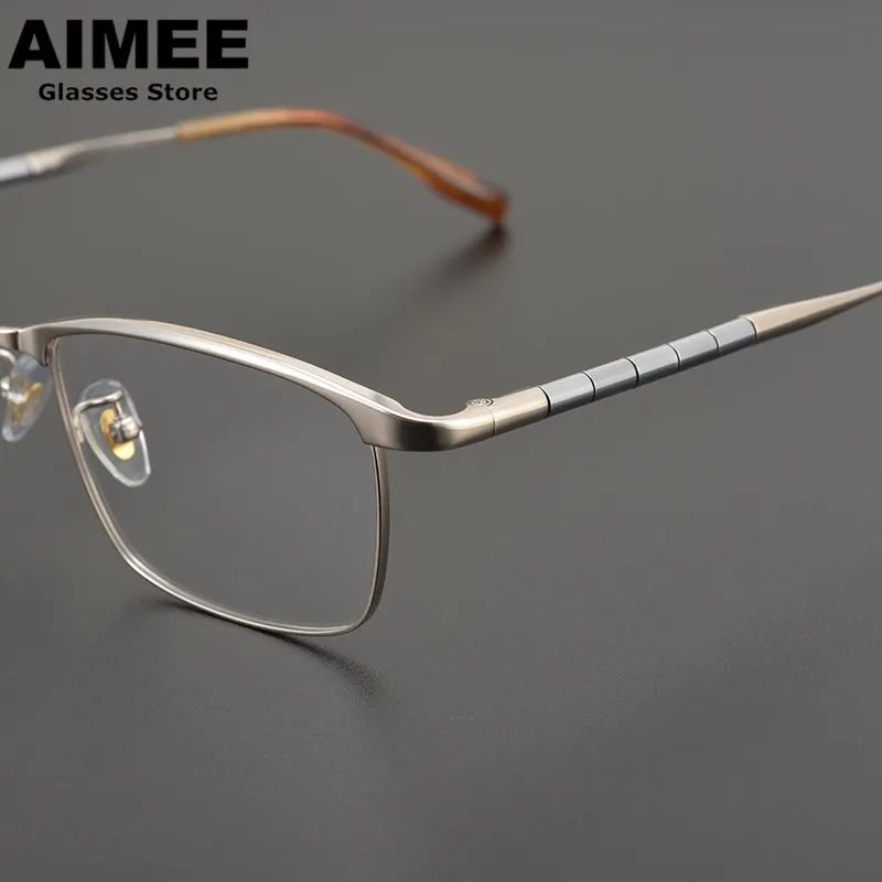 

Japanese Handmade Ultralight Pure Titanium Glasses Frame Men Business Square Prescription Eyeglasses Women Myopia Eyewear GAFAS