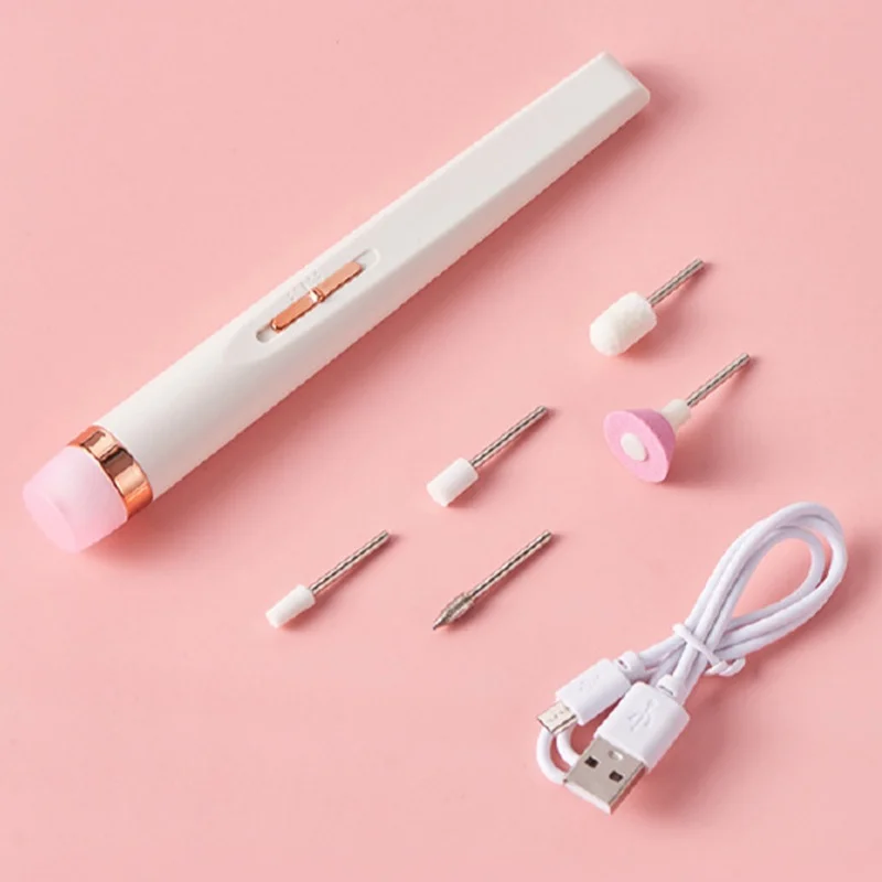 Kit trapano elettrico per manicure portatile ricaricabile 5 in 1 Strumenti per levigare lo smalto per unghie Lucidatrice per pelle morta Dispositivo per la rimozione del gel