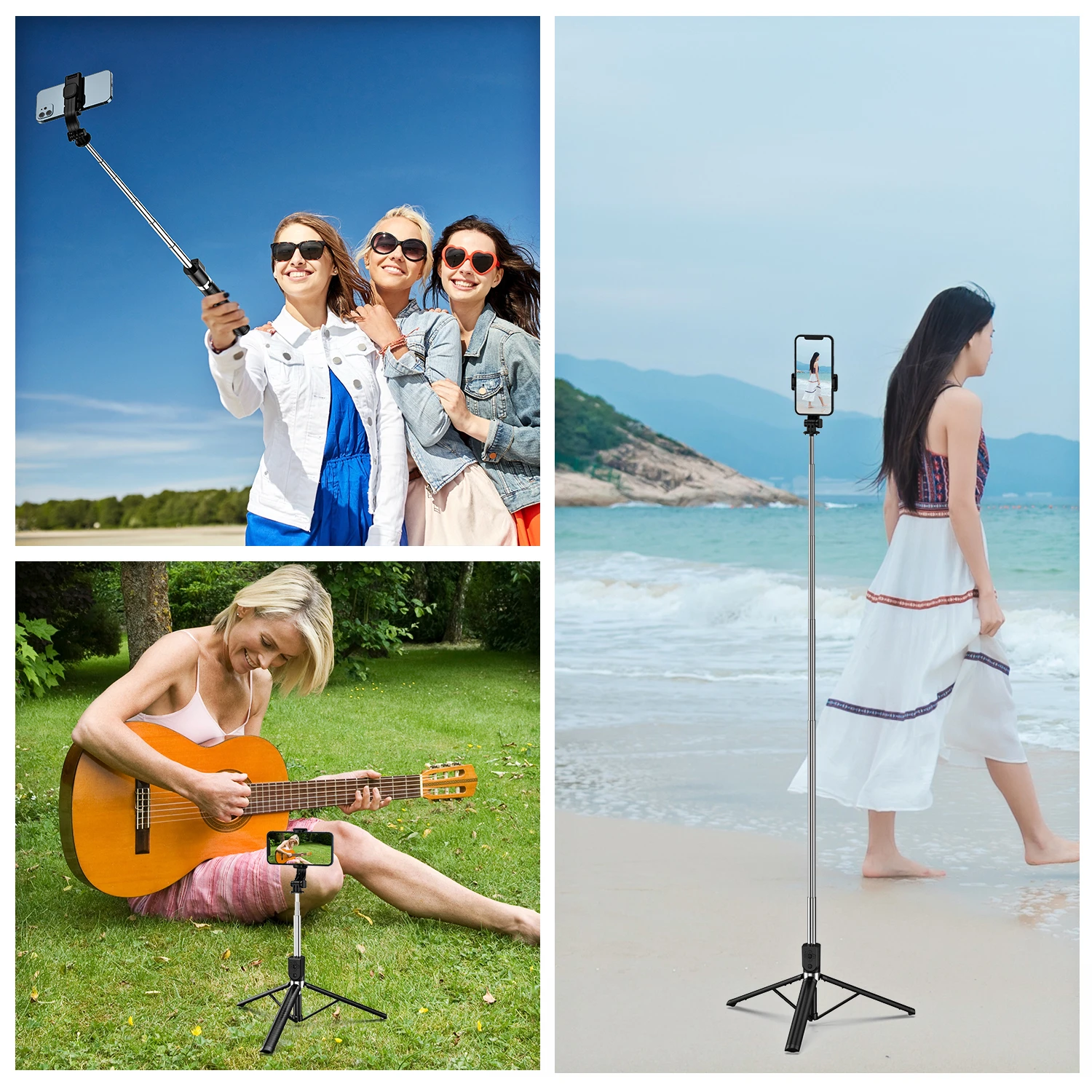 1.67M Long Extended Bluetooth Wireless Selfie Stick Live Broacast Stand Holder Tripod Foldable With Fill Light For Smartphones