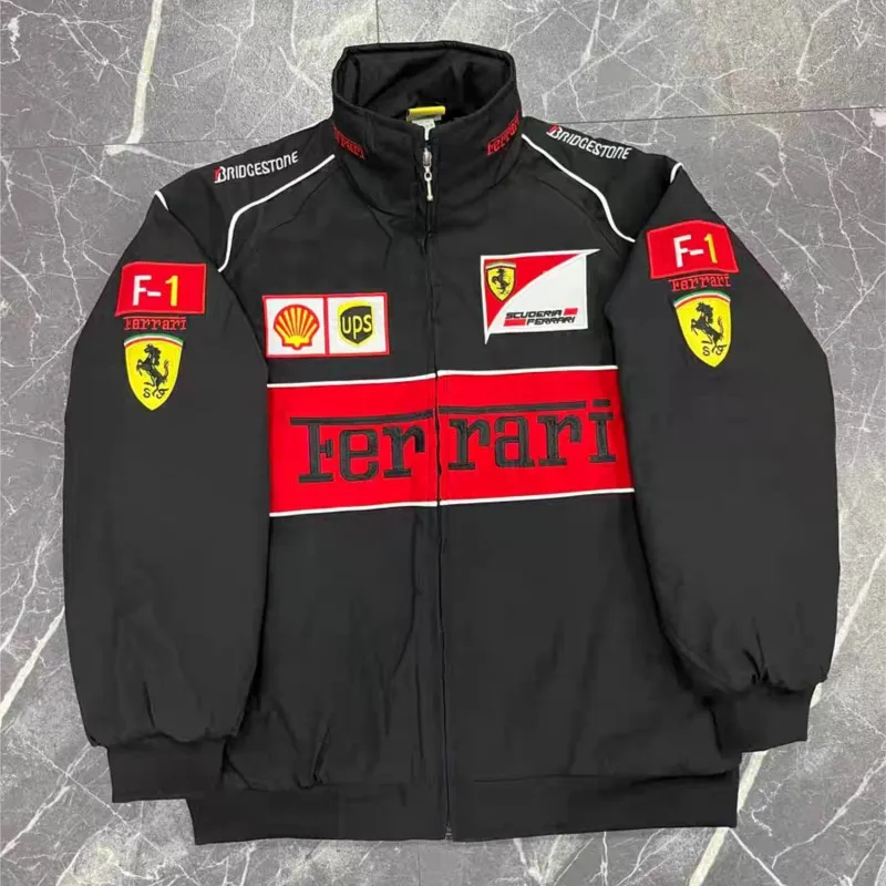 Racing Ferrari F1 Embroidered Jacket Oversized for Men and Women