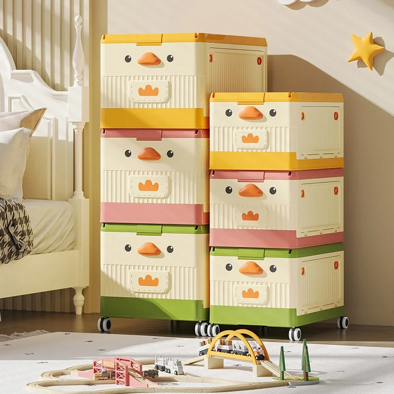 Large Capacity Children's Toy Storage Box With Wheels Household Stacksable Sundries Books Building Blocks PP Organizer Container