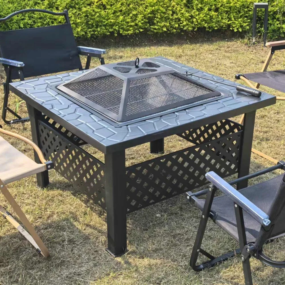 

Courtyard Raised Barbecue Grill, Movable Barbecue Table, BBQ Grill Rack, Heating Stove, and Household Fire Pit