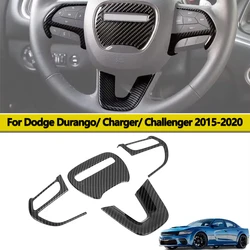 Steering Wheel Decoration Cover Trim for Dodge Challenger Dodge Charger 2015-2020 Carbon Fiber Interior Car Stickers Accessories