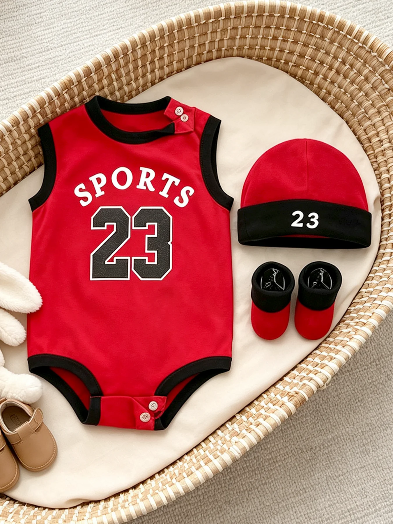 Nee. 23 Rood-witte kleurblok k - Baby Clothing Clearance recensie en prijs