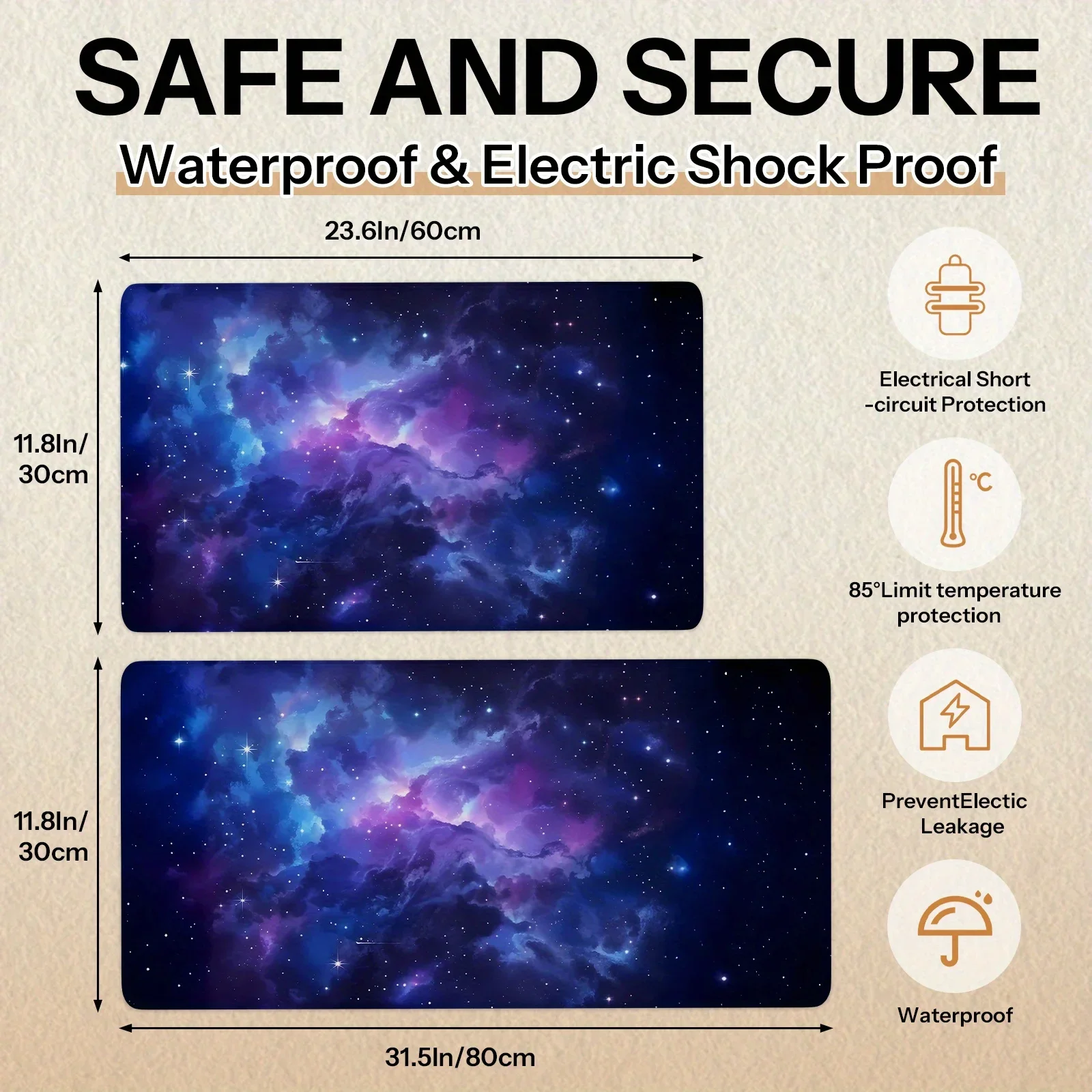 特大マウスパッド 夜空 星空柄 滑り止めゴム底 縫製エッジ付き オフィス、家の装飾に最適
