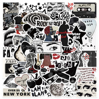 10/50pcs 90s 00s Retro Black And White Y2K Girls Stickers Downtown Girls Stickers Laptop Luggage Guitar Skateboard Vinyl Decals