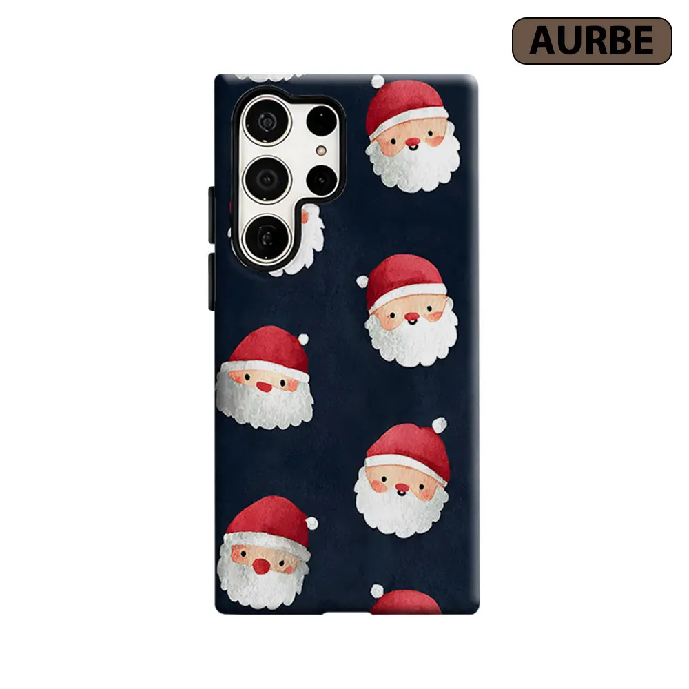 Watercolor Santa Claus Print Phone Case For Samsung Galaxy S26 S25 S24 S23 Ultra Plus HD Hard Double Layer Film Cover