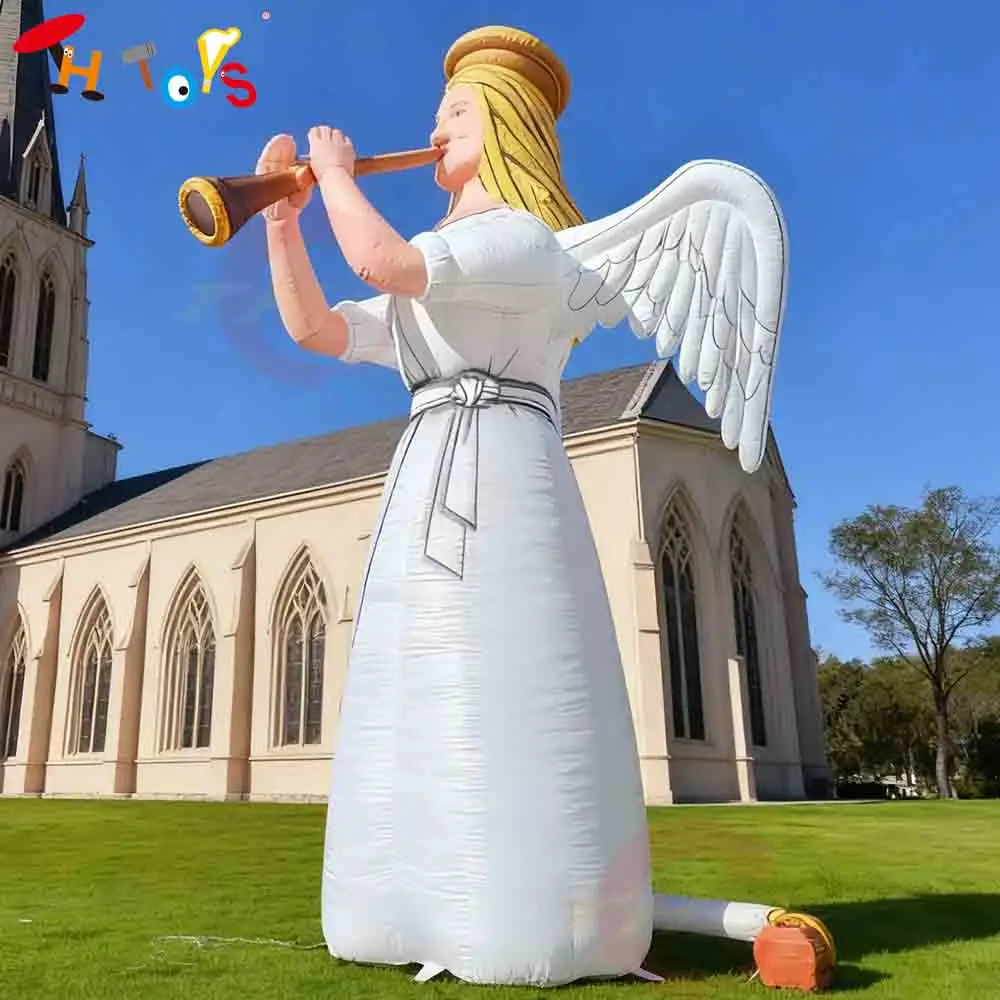 

Fast Ship 4m/6m/8m Giant Outdoor Christmas Angels Holiday Decoration 26ft LED Angel with Horn Inflatable Model
