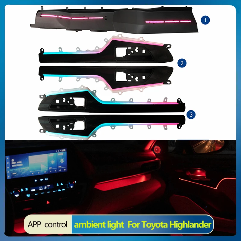 

Car Interior led Atmosphere Light For Toyota Highlander 2022 2023 phantom dynamic water ambient light car interior modification