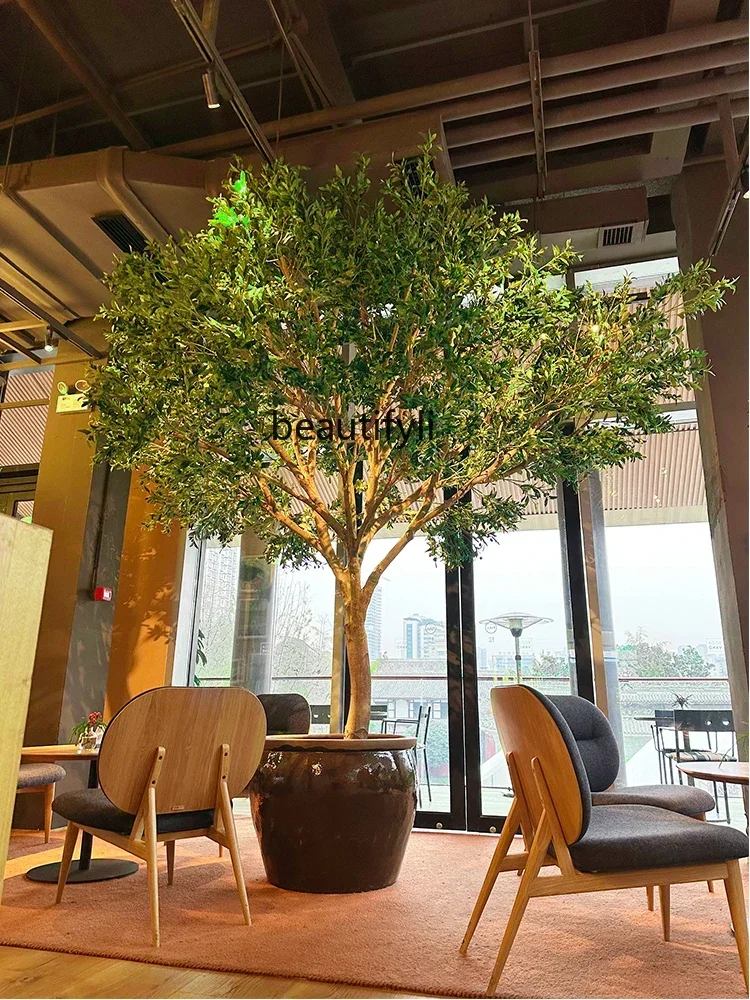 Simulation Olive Tree Large Floor Bionic Green Plant Indoor and Outdoor Landscape Decorative Showcase Landscape Fake Trees