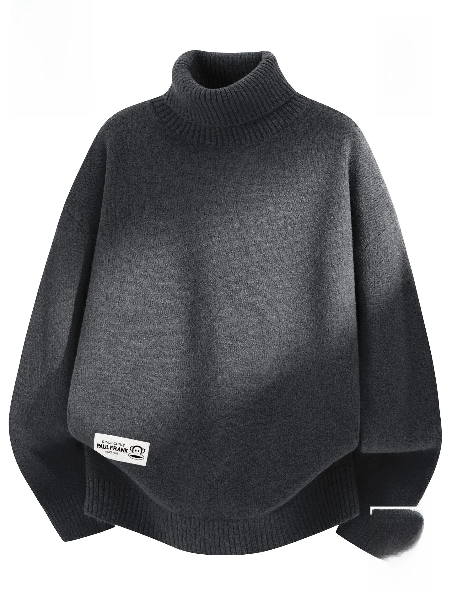 

High Collar Fce Lined Thiened Men's Knitted Sweater Warm Cleanfit Long Sve Winter Faion Casual Wear