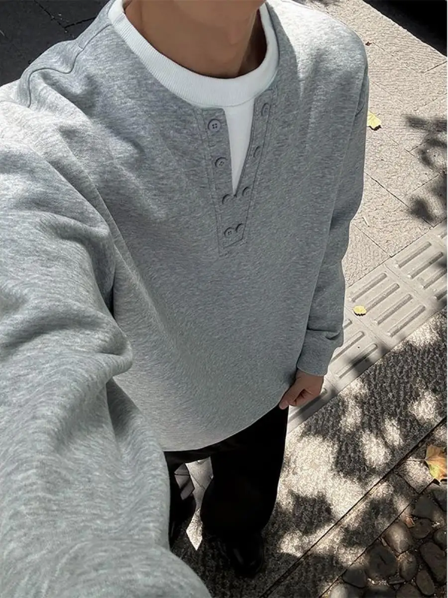 

Свободная длинная толстовка с воротником Sve Henry, мужская толстовка больших размеров, удобная американская тяжелая толстовка из двух частей с искусственным воротником