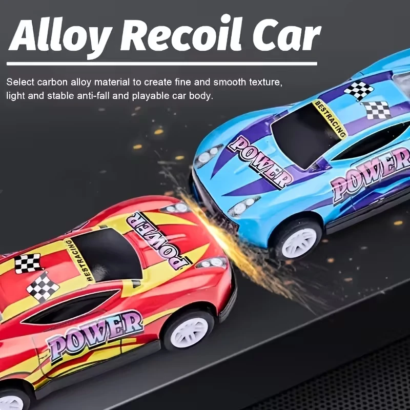 Kids Alloy Pull Back Car Toys Mini City Cartoon Inertia Racing Car Model Diecast Vehicle For Boys Girls Birthday Xmas Gift