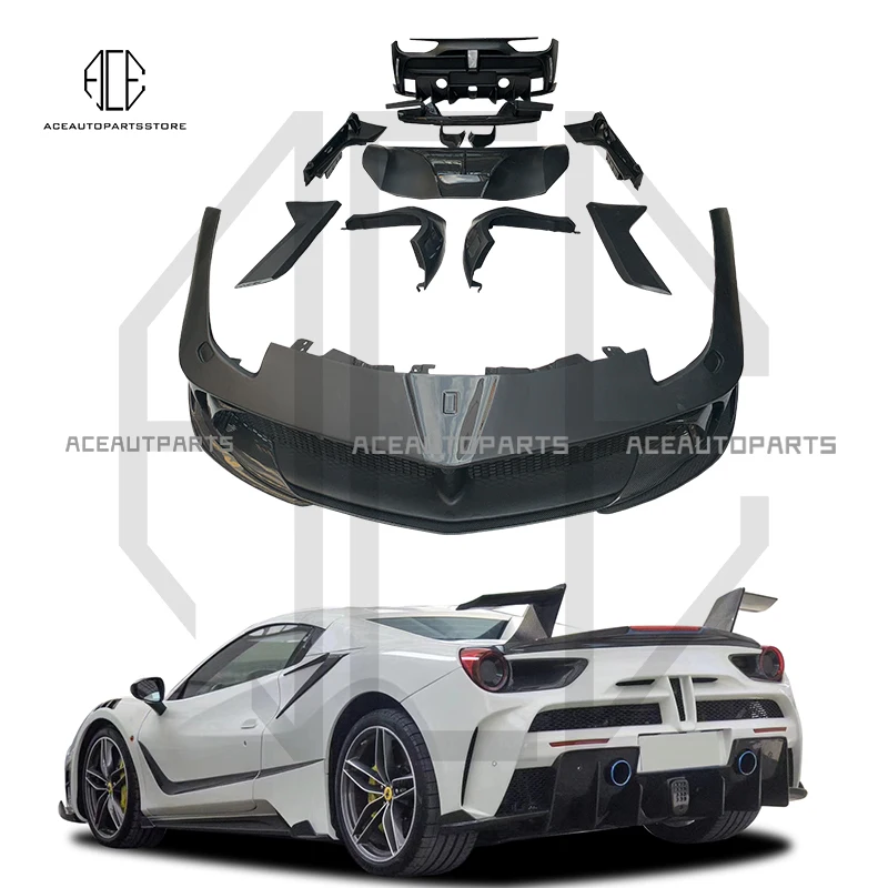 front bumper rear bumper hood carbon fiber Body kit for Ferrari 488 in MSY style front lip rear lip side skirts fenders