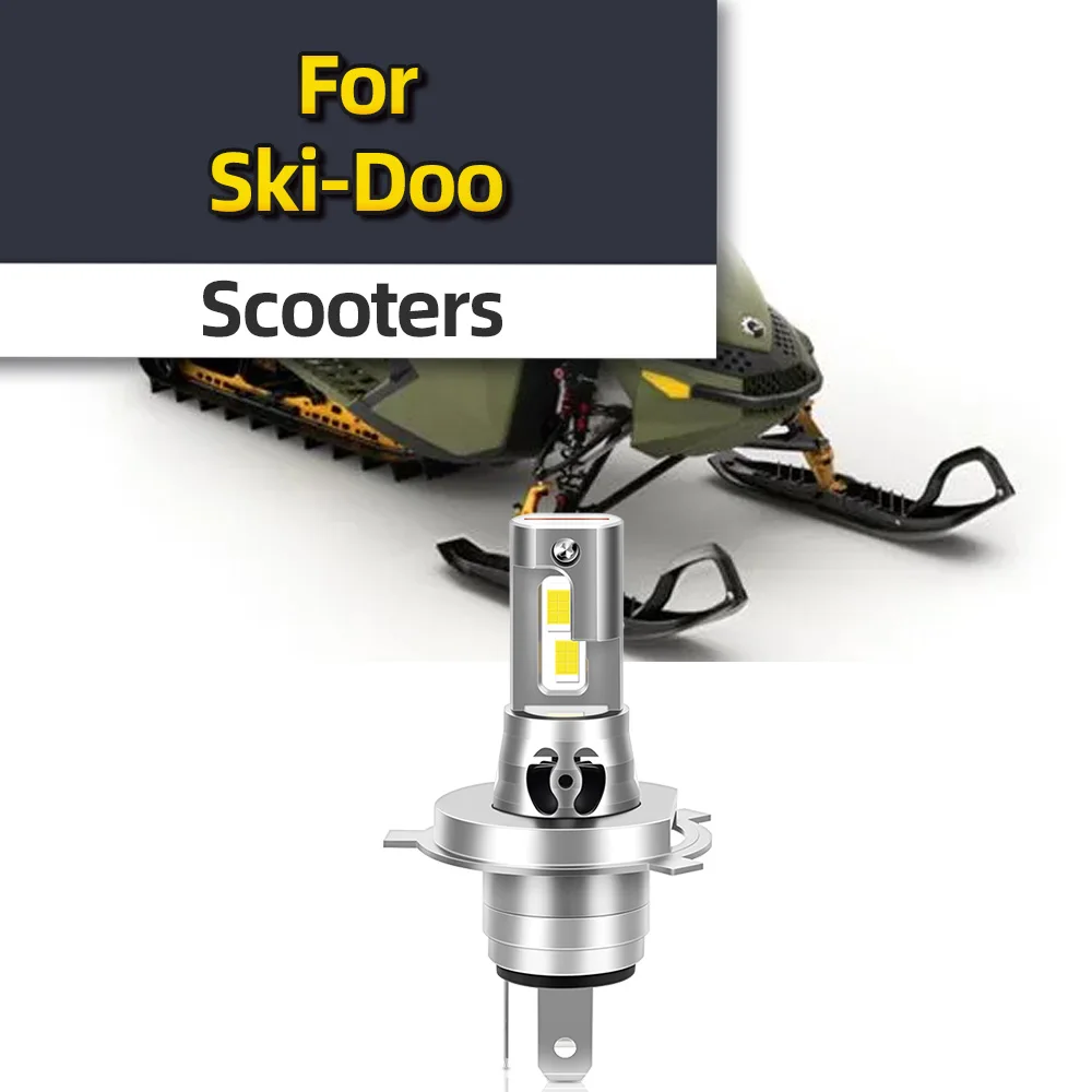 For Ski-Doo Scooters Motorcycles H4 LED Hi/Lo Mini 9003 HB2 Headlight Bulb Wireless Headlamp CSP 12V Motorboke 15000LM with Fan