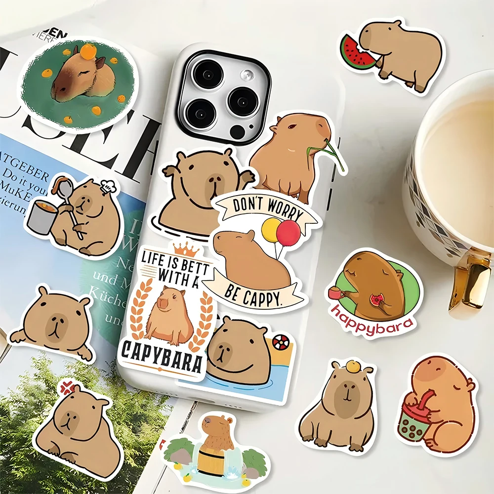 

10/30/50/100pcs Cartoon Cute Capybara Stickers Funny Creative Graffiti Decals Decoration DIY Luggage Notebook Phone Sticker Pack