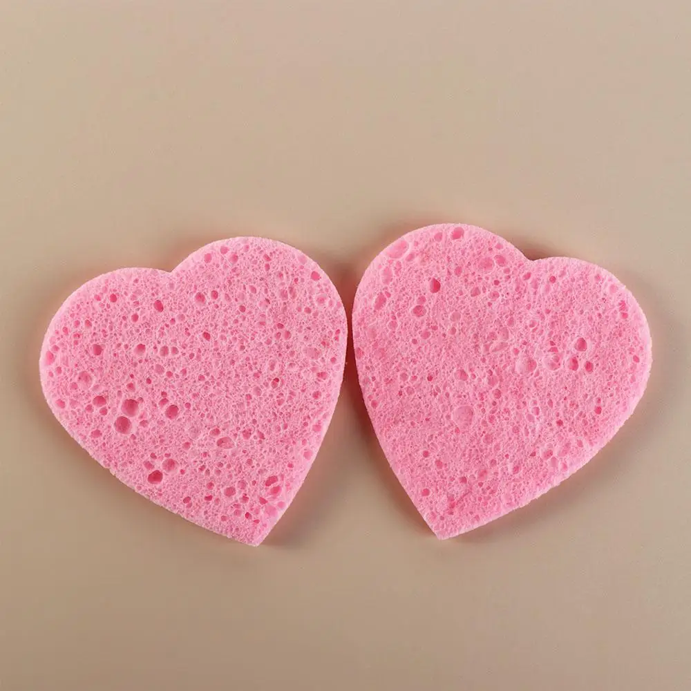 10 Pieces Pink Cosmetic Puff Heart Shaped Natural Makeup Remover Tool 7mm Face Washing Cleansing Sponge Compressed Sponge Women