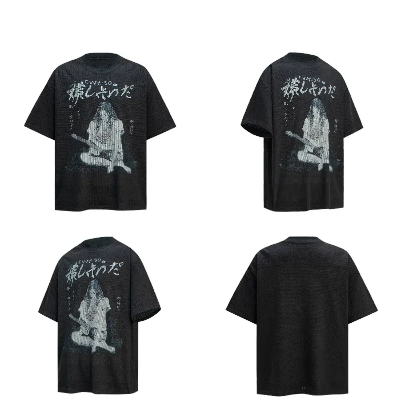 جديد رجل تي شيرت الأمريكية خمر الكرتون المطبوعة الجرافيك تيز الصيف زوجين عادية كم قصير بلايز المتضخم تي شيرت الذكور #4