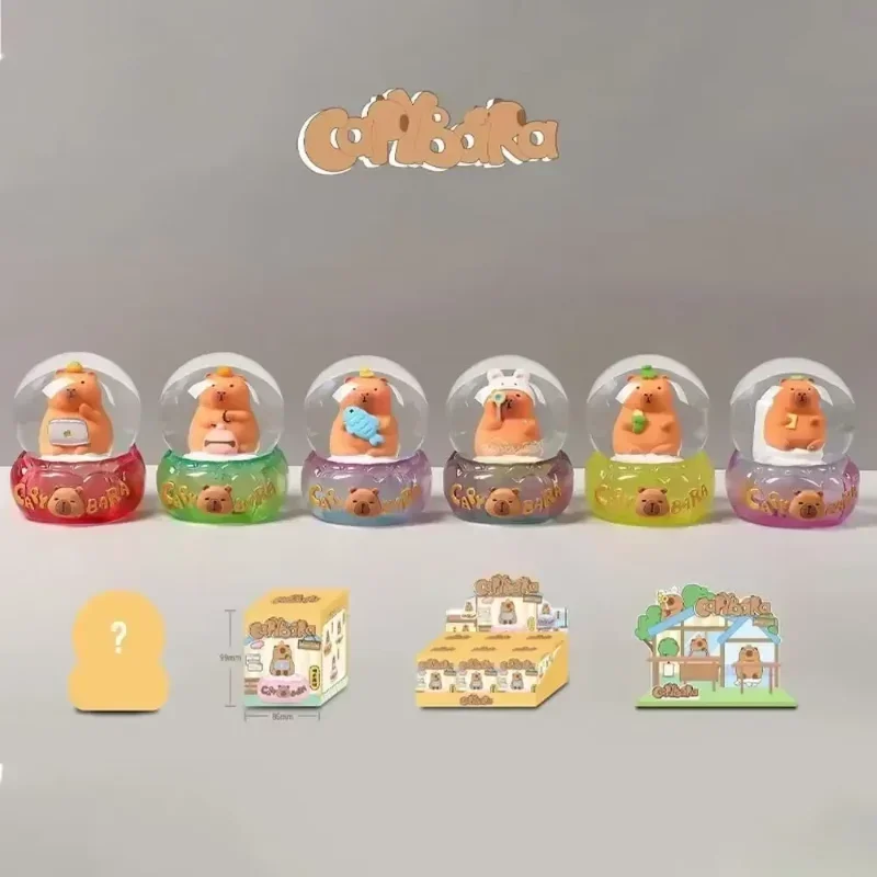 Boîte aveugle capybara de dessin animé, jouets capybara, accessoires pour animaux, modèles de marionnettes mobiles multicolores