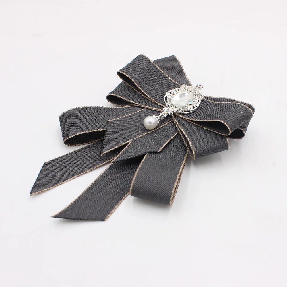 Handgemachte Mode schwarz Band Fliege Strass Kristall Stoff Stoff Luxus Hochzeits kleid britische Schulmädchen Geschenk für Frauen – Detail 14