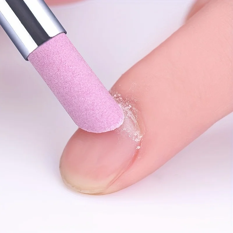 1피스 쿼츠 네일 버퍼 - 무취 매니큐어 도구, 핑크-퍼플 쿼츠 팁으로 가장자리를 매끄럽게 하고 건강한 손톱을 만들어줍니다
