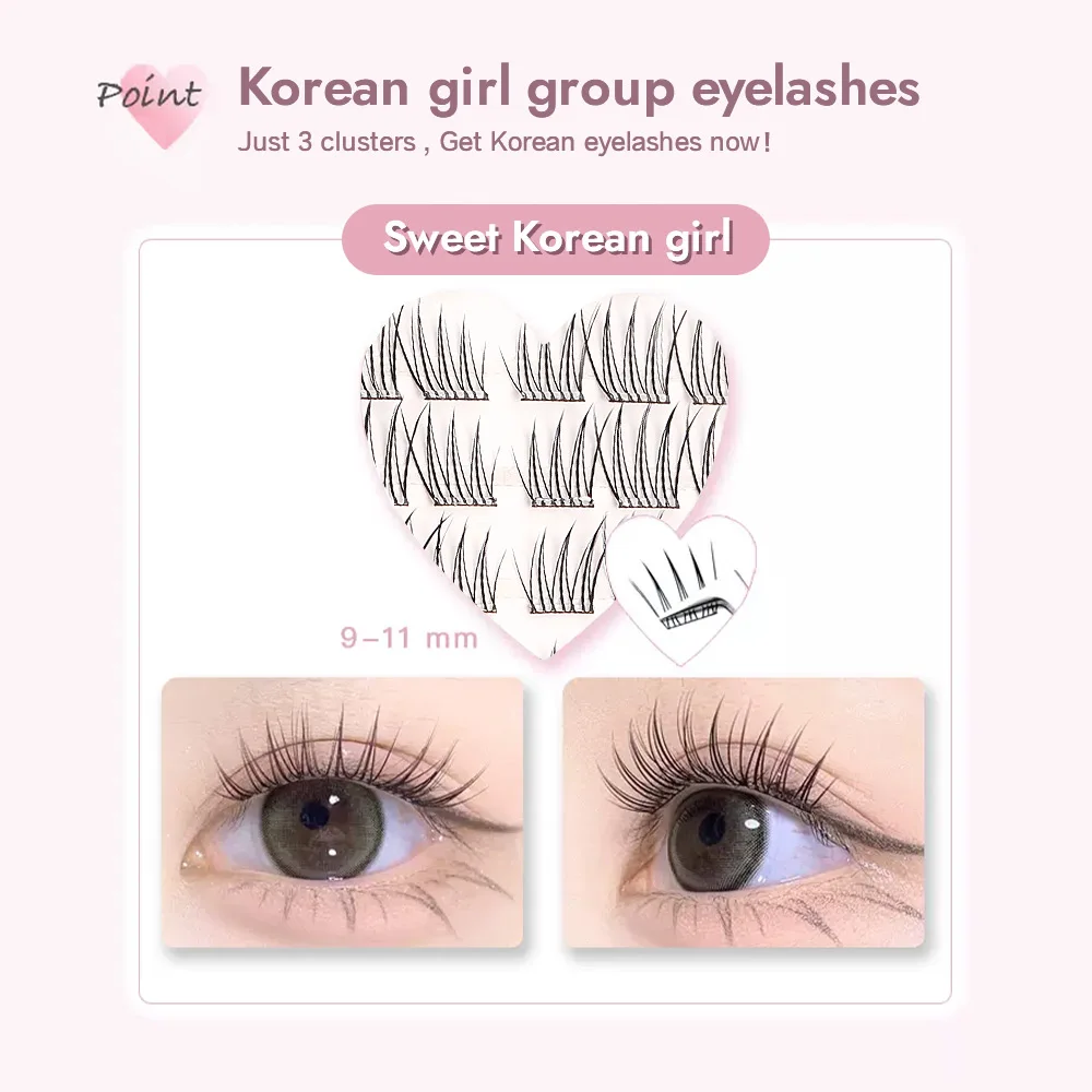 Glue-free False Eyelashes, Fishtail Princess Lazy Eyelashes, Natural Transparent Stem, Reused 48 Clusters Large Capacity