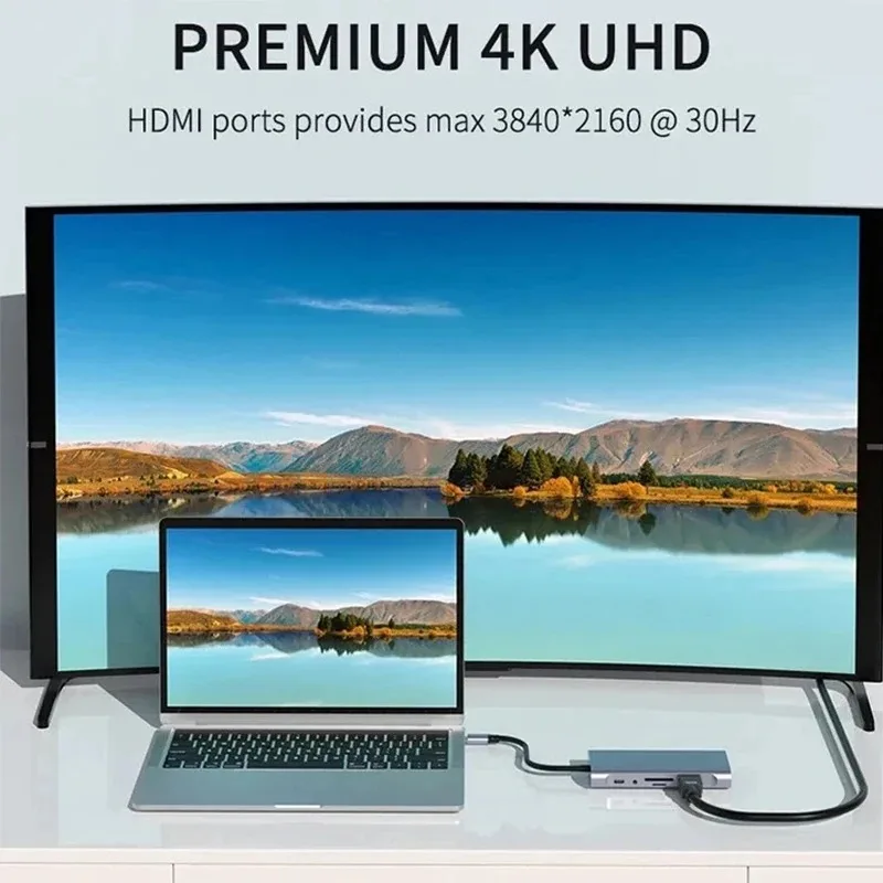 11 in 1 Type C Hub 4K 30Hz USB C to HDMI-compatible USB 3.1 Adapter Converter Docking Station Splitter for MacBook Pro Air image 6