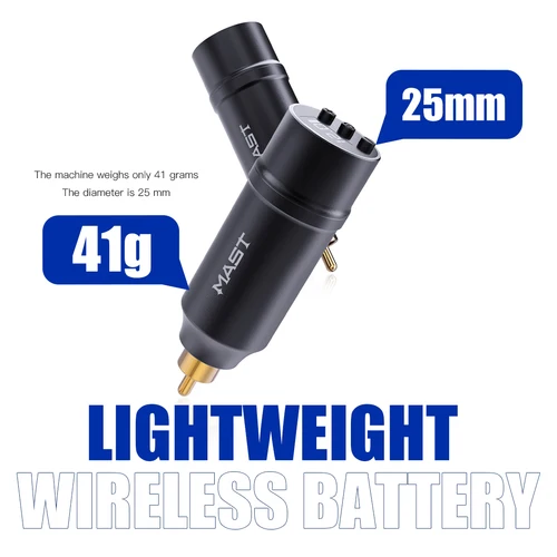 Imagen 2 del producto Mástil T2 Mini batería de tatuaje recargable 1100mAh batería de carga rápida conector RCA aplicable a lápiz de maquillaje fuente de alimentación