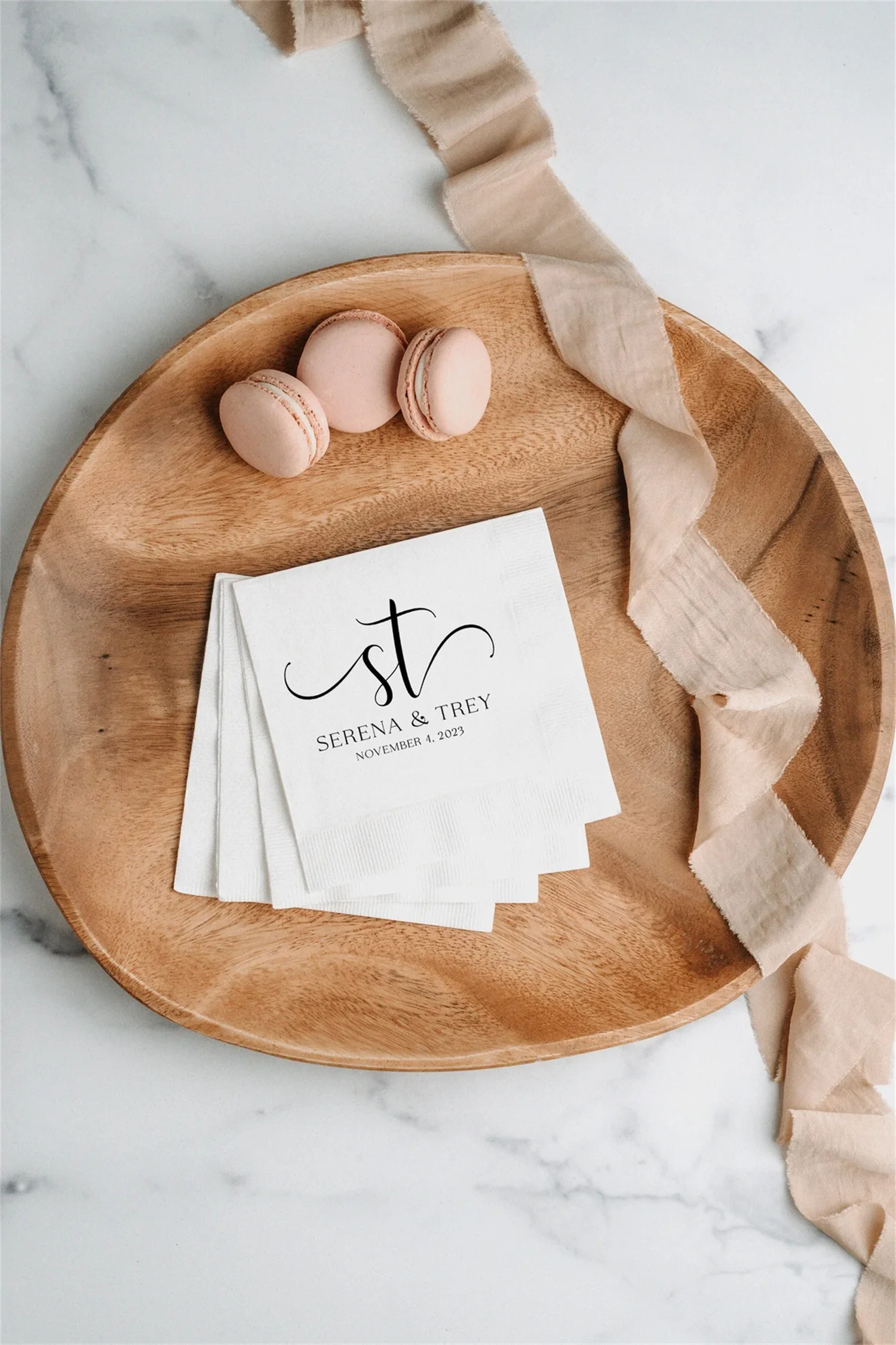 

50 PCS Personalized Napkins, Monogram Wedding Napkins Custom, Luncheon Beverage Cocktail Napkin Wedding, Anniversary Party Engag