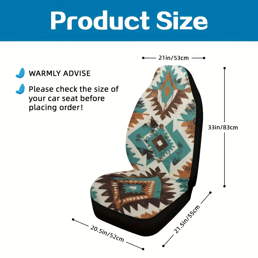 2pcs, Aztec Art Pattern Car Seat Covers, Soft And Easy To Install, Universal Fit For Front Seats, Perfect For Comfortable Drivin