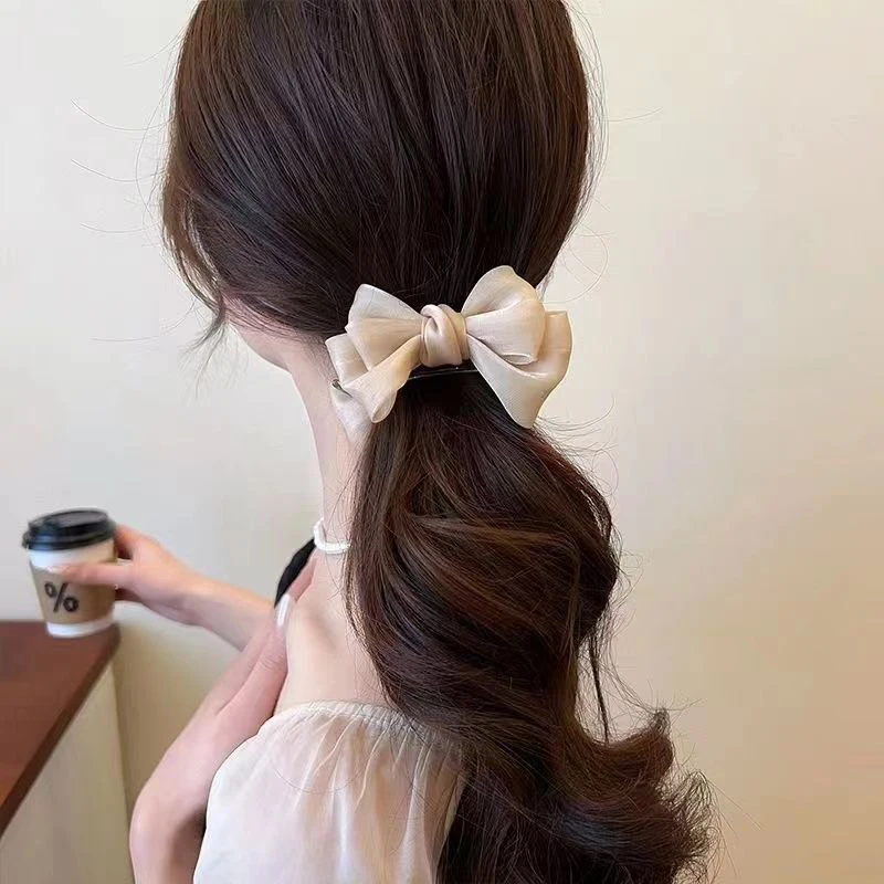 1PC New Elegant Bow Pill Head Grip Clip Korean Temperament Hair Clip Female Ponytail Braid Clip Fashion Headdress