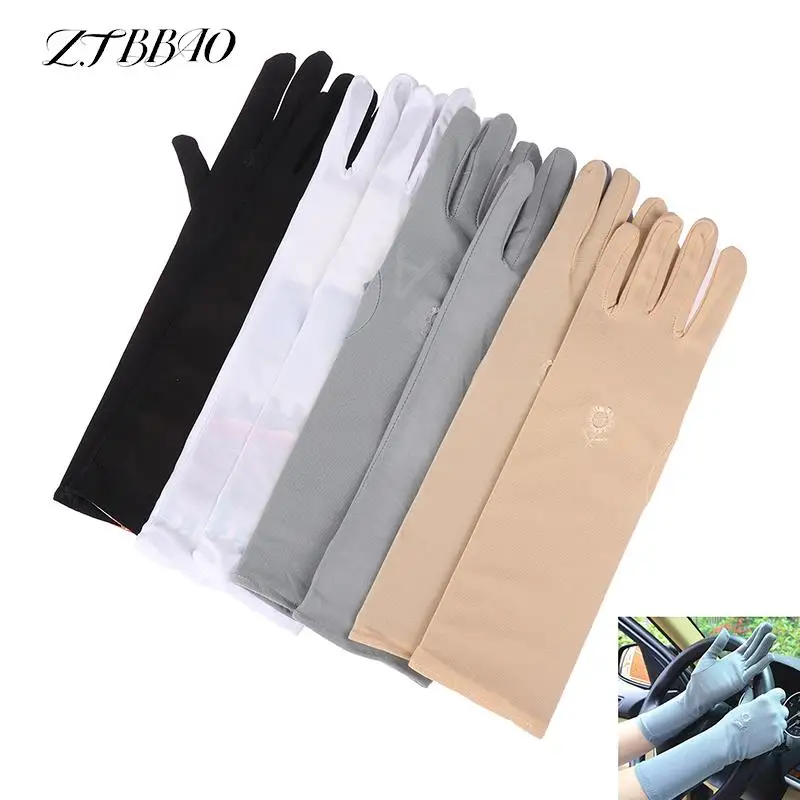 

1Pair Women Mittens Sunscreen Driving Gloves For Spring Summer Thin Gloves Stretch Anti UV Mid-long Breathable Glove