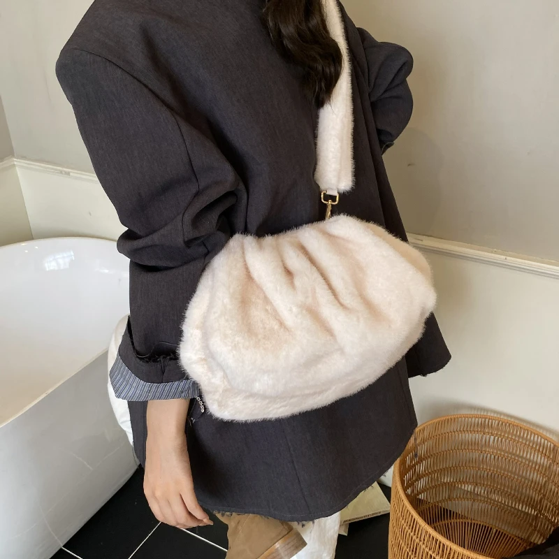 جديد إمرأة التنقل حقيبة كتف مبسطة رقيق سحابة محكم حقيبة المدرب عادية خمر مقبض فروي حقيبة لخريف شتاء #4