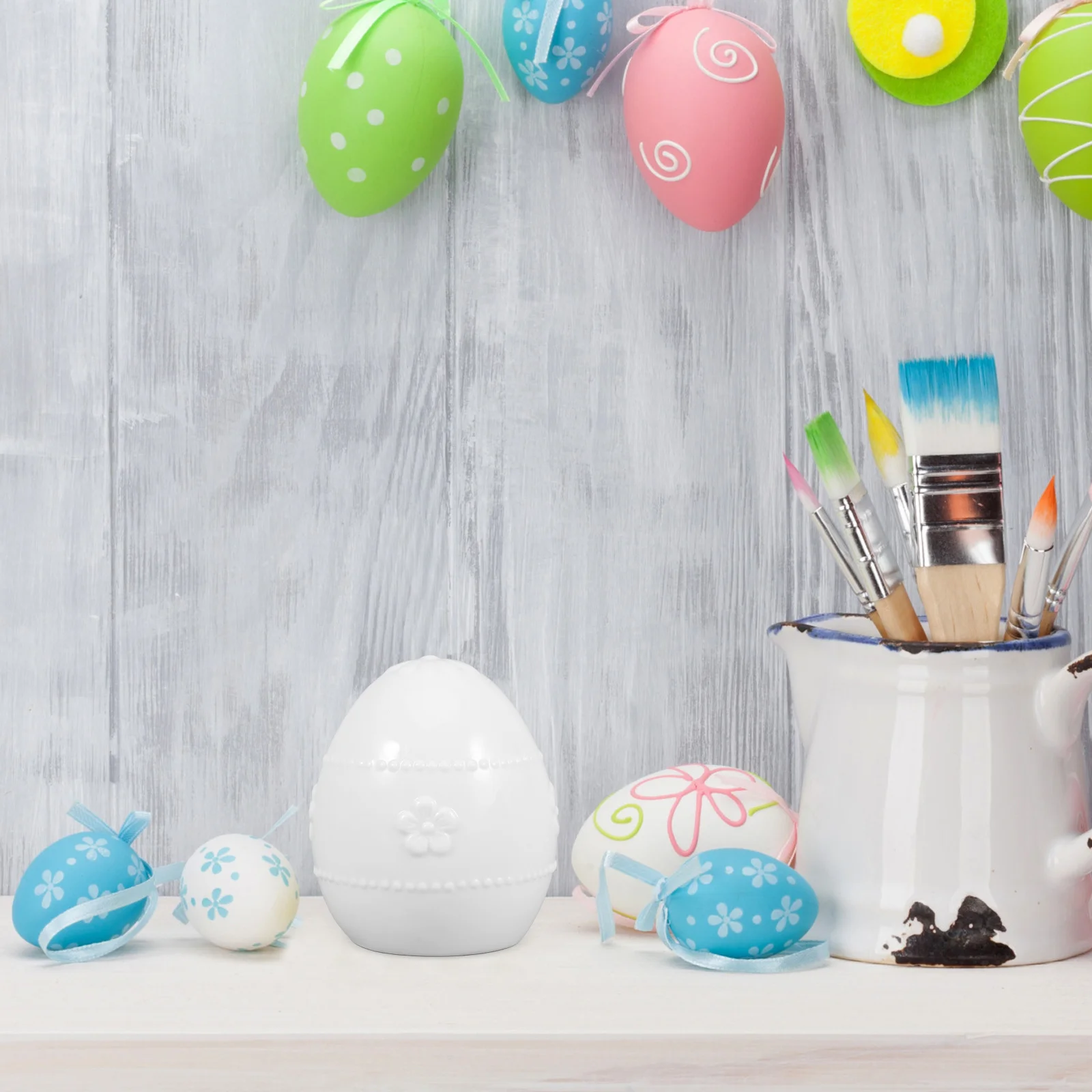 

Ceramic Easter Egg Decorative Ornament Glossy Finish Tabletop Decor Easter Centerpiece Home Decoration Piece Porcelain Eggs
