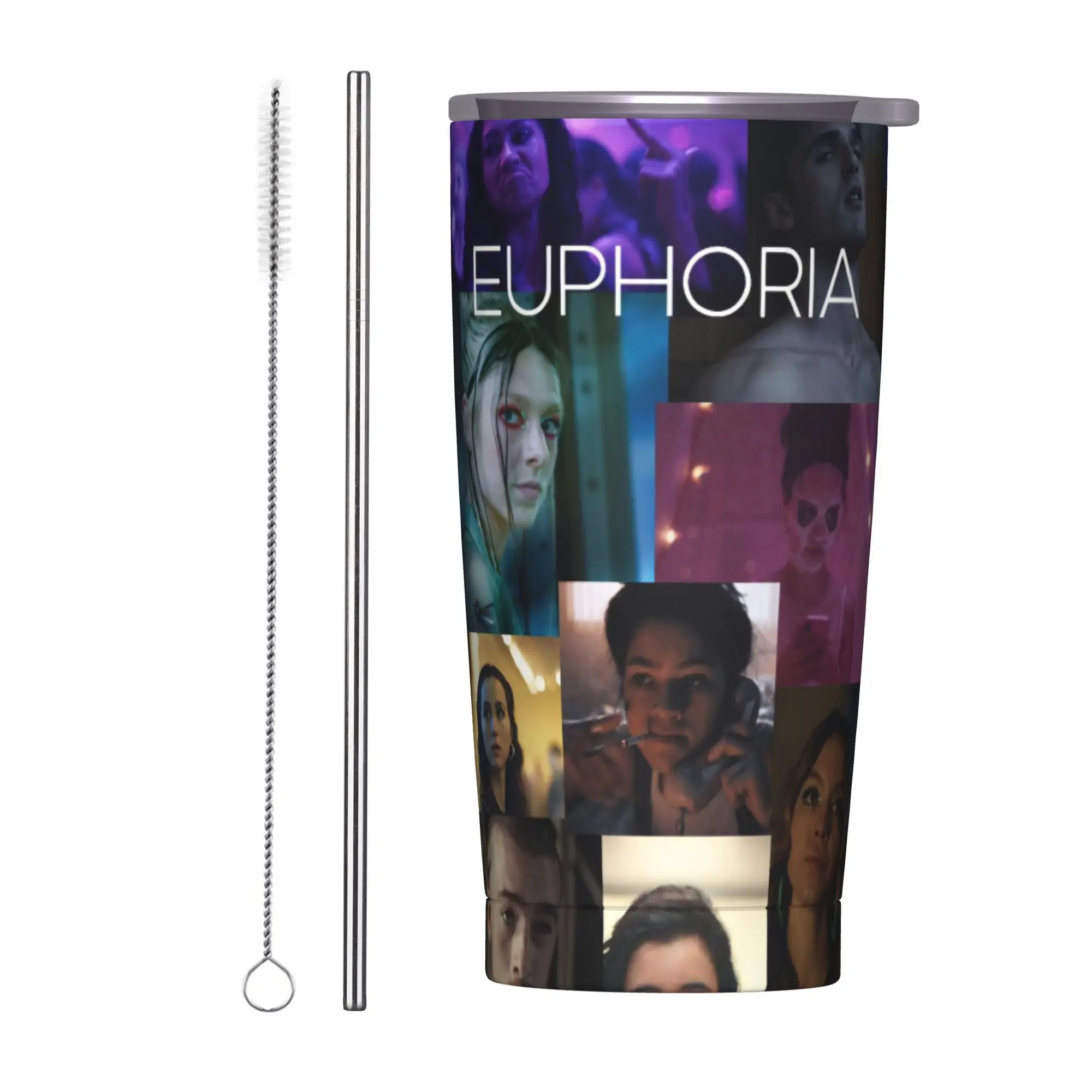 Euphorias Saison 3 – Gobelet isotherme sous vide avec couvercle et paille, tasses à café à double paroi, bouteille d'eau 20oz