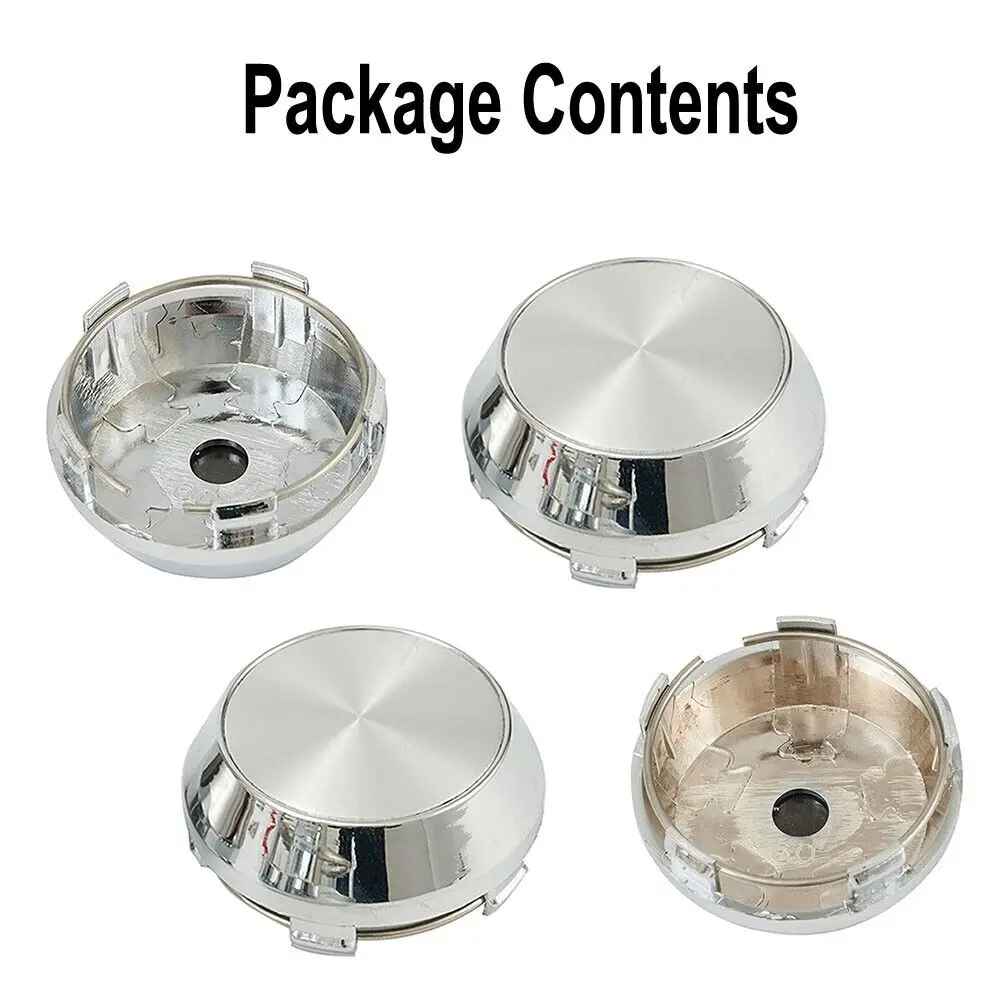 For Wheel Center Cap Universal Rim Chrome Hub Cap 4Pcs/60mm No Logo Silver Base