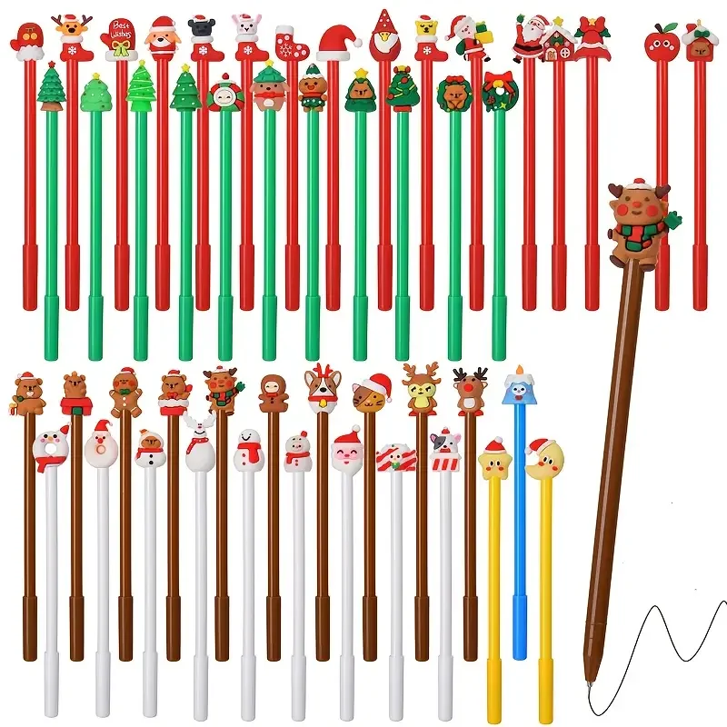 

5-30Pcs Mixed Christmas Pens Cartoon Black Ink Writing Pen Kids New Year Gift Stationery 2025 Christmas Party Decor Supplies