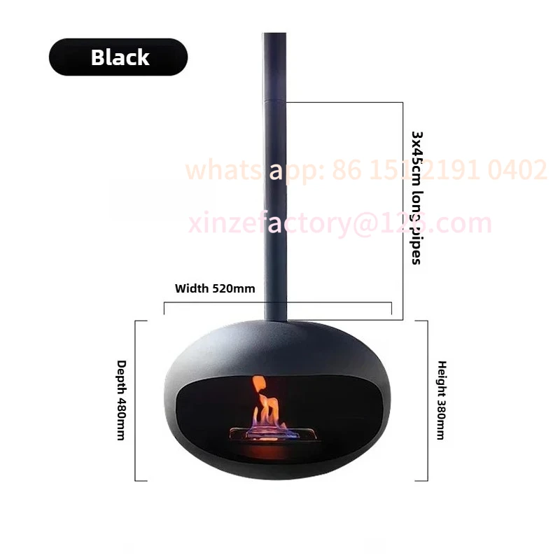 Aanpasbare creatieve hangende open haarden, Scandinavische huisverwarmingsdecoratie, woonkamerveranda echt vuur, ontwerper ijzeren kunstverwarming
