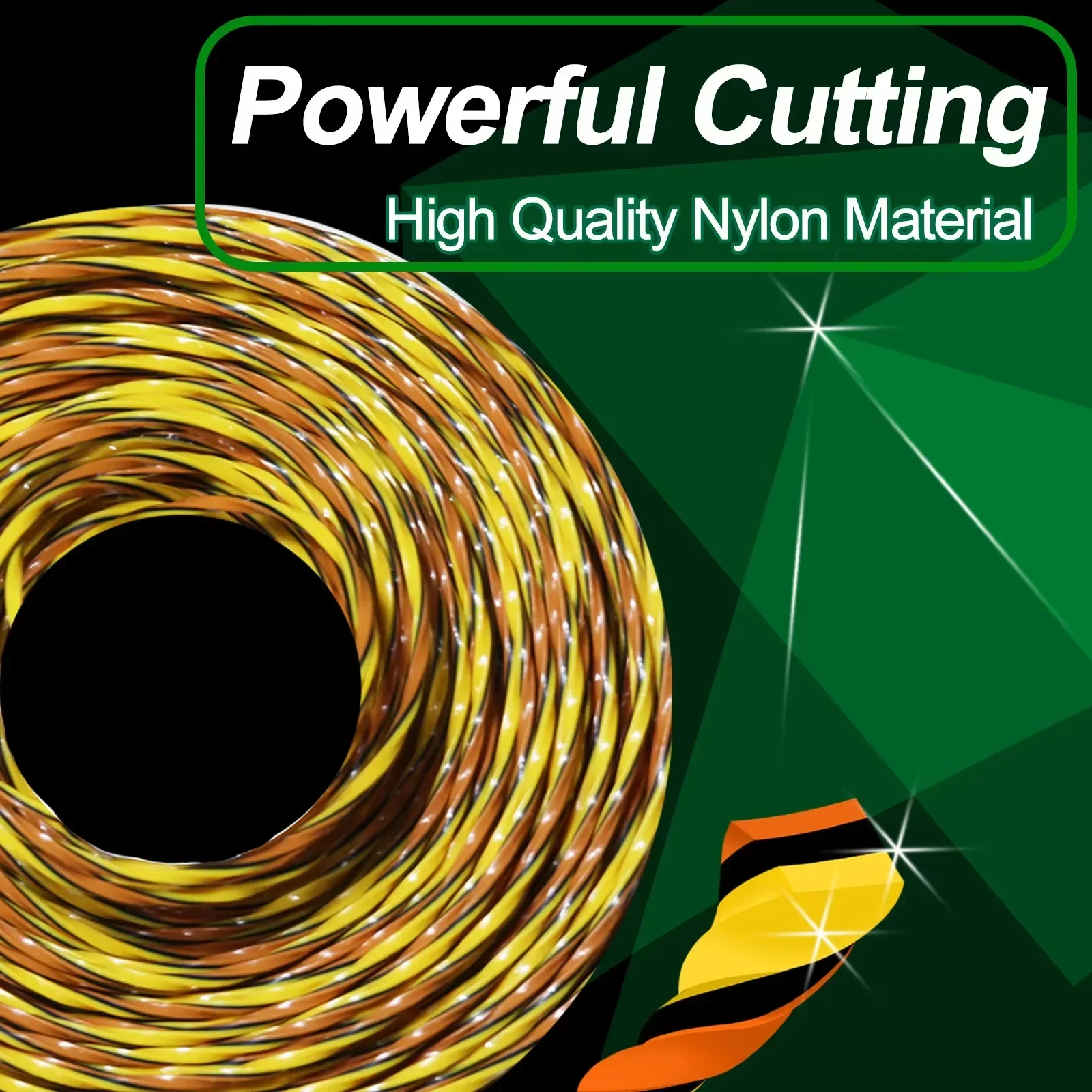 15m Nylon String Twisted Trimmer Line Tricolor Reinforced Trimmer Rope Cutter Replacement Strimmer Line