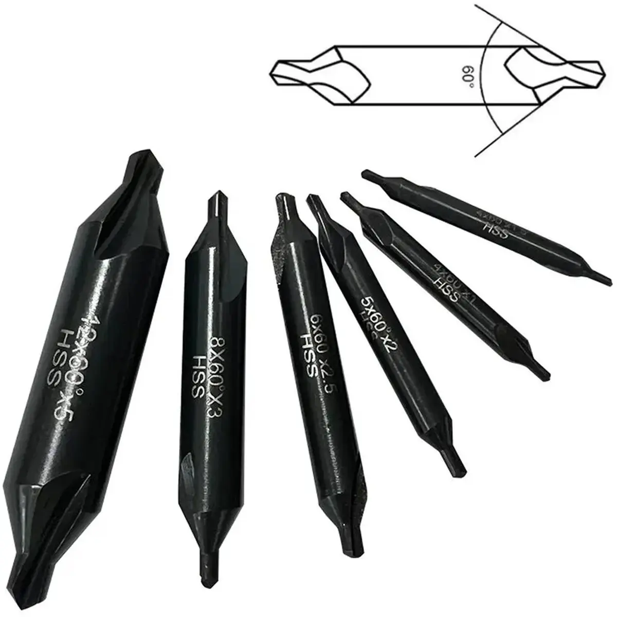 6pc Center Drill Chamfer Drill Without Protective Cone Composite High-Speed Steel Fixed Point Drill