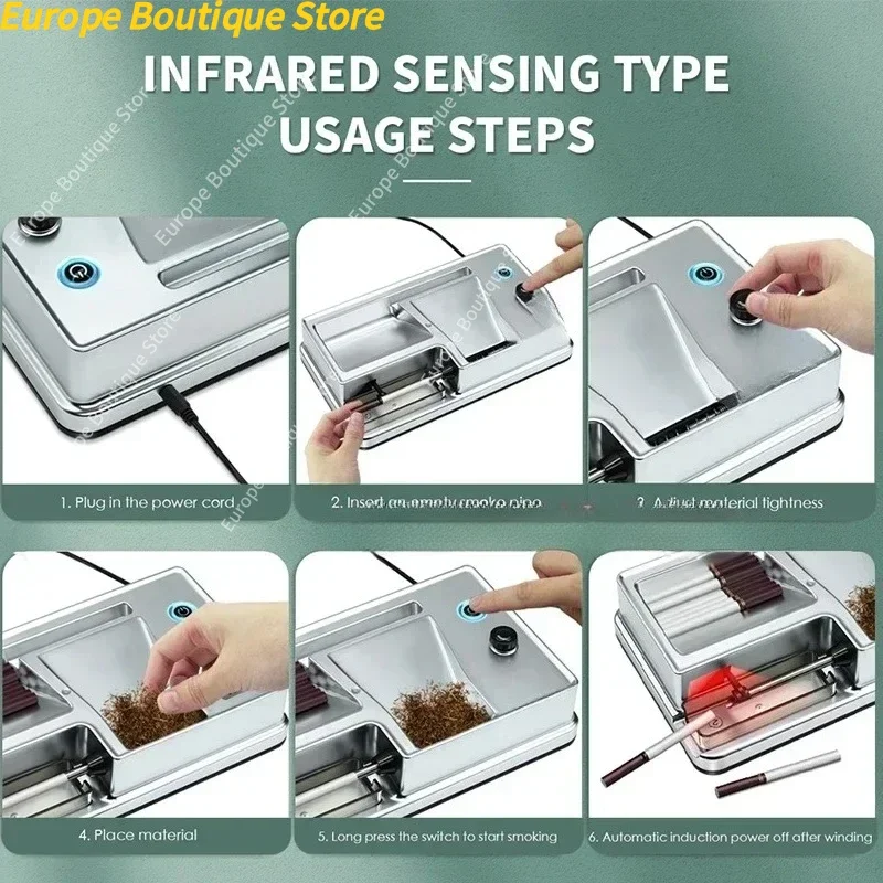 آلة لف السجائر الكهربائية ذات الاستخدام المزدوج مع مستشعر الأشعة تحت الحمراء 6.5 مللي متر 8 مللي متر التلقائي حاقن التبغ صانع اكسسوارات التدخين #6