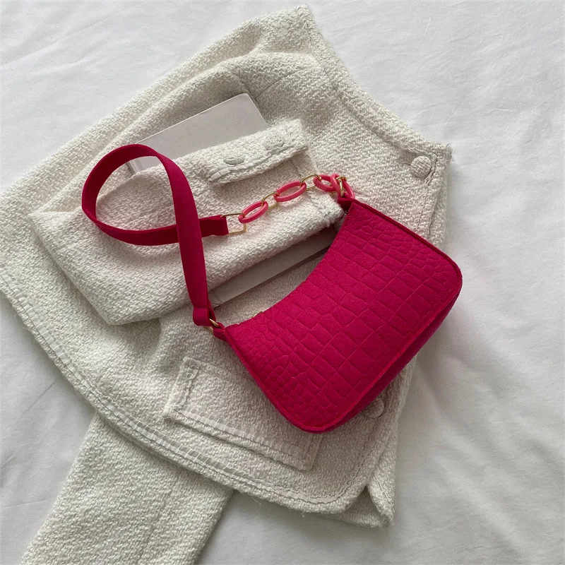 Lady Felt Armpit Design Luxury Tote Released Fashion Ladies Handbag Under Crescent Small Square Bag image 2