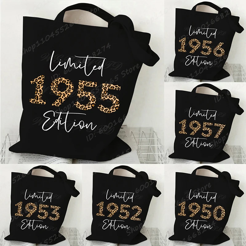 Limited 1949-1959 Edition Graphic Shoulder Bag Canvas Bag Retro Birthday Gifts Vintage Leopard 50's Print Handbags Shopper Bags